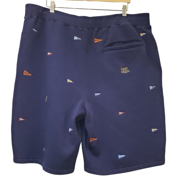 POLO Ralph Lauren Shorts All Over Embroidered Nautical Flags Blue Men's Size 2LT - Picture 6 of 10
